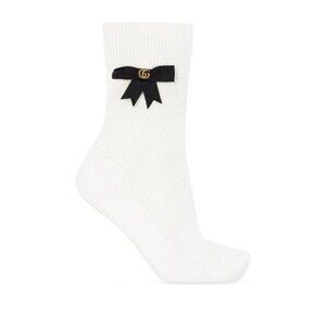 NWT GUCCI SOCKS WHITE BLACK BOWS SIZE S